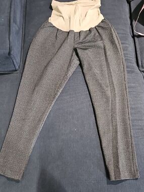 Motherhood Maternity Gray Dress Pants with Cream Waistband